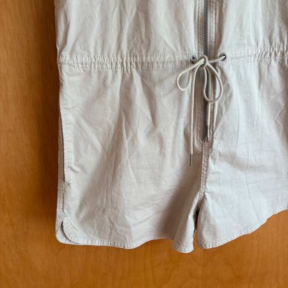 Pistola Womens Zip Up Romper Short‎ Sleeve Drawstring Waist Casual Beige - Picture 3 of 7